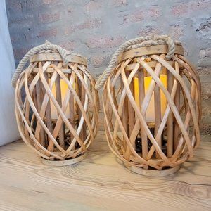 Rattan Wooden Lantern Set